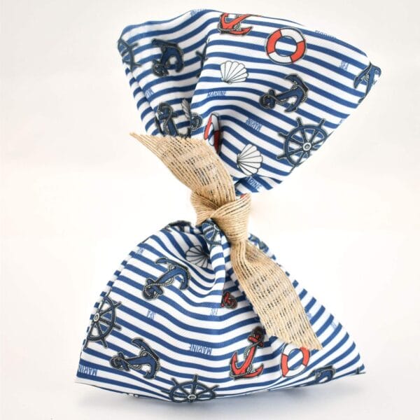 Μπομπονιέρα Ριγέ Ναυτικό Πουγκί