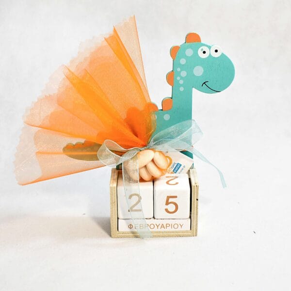 Μπομπονιέρα Ξύλινο Ημερολόγιο Δεινοσαυράκι