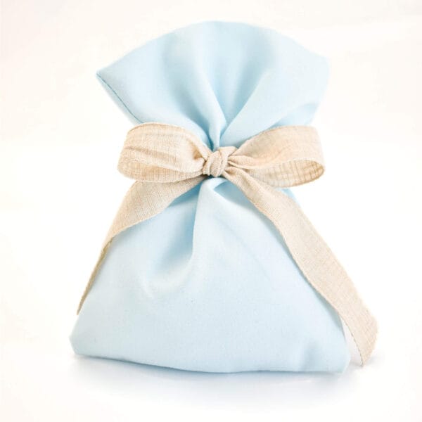 Μπομπονιέρα Υφασμάτινο Πουγκί Γαλάζιο