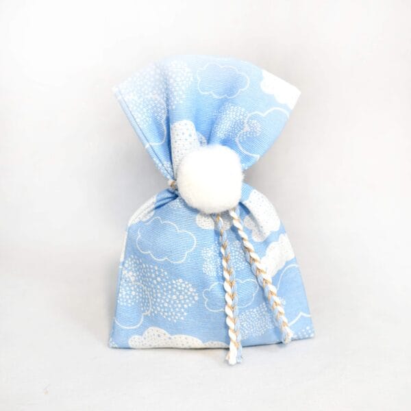 Μπομπονιέρα Υφασμάτινο Πουγκί  Γαλάζιο Συννεφάκι