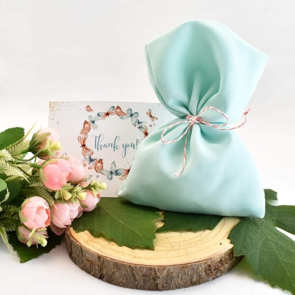 Μπομπονιέρα Υφασμάτινο Πουγκί Μέντα