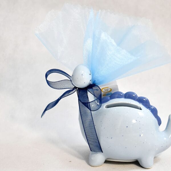 Μπομπονιέρα Δεινόσαυρος Κουμπαράς Γαλάζιο