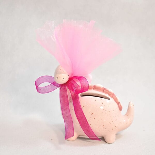 Μπομπονιέρα Δεινόσαυρος Κουμπαράς Ροζ